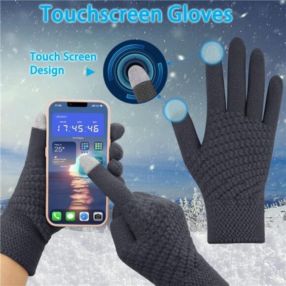 3pcs Women's Winter Beanie Hat Scarf and Touch Screen Gloves Set - Picture 3 of 5